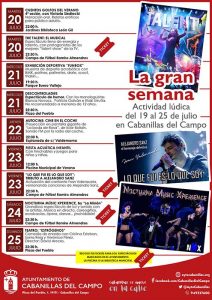 Del 19 al 25 de julio, semana de grandes espectáculos en Cabanillas