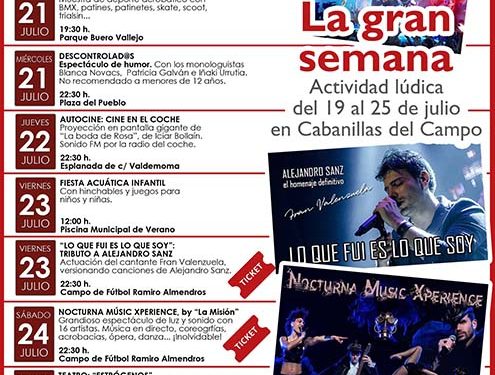 Del 19 al 25 de julio, semana de grandes espectáculos en Cabanillas