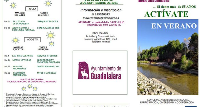 El Ayuntamiento de Guadalajara organiza ‘Actívate en verano’ por segundo año para mayores de 55 años con paseos culturales y actividad física y emocional 1 El Ayuntamiento de Guadalajara organiza ‘Actívate en verano’ por segundo año para mayores de 55 años con paseos culturales y actividad física y emocional