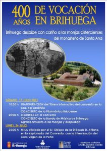 El convento de Santa Ana de Descalzas Recoletas Bernardas de Brihuega continúa pero sus moradoras nos dicen adiós  (1615 a 2021)