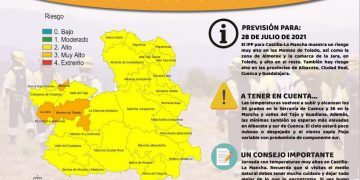 Riesgo de incendios forestales  en las provincias de Cuenca y Guadalajara para el miércoles, día 28