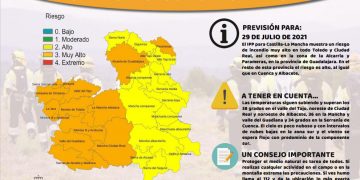 Jueves 29 de julio. El riesgo de incendios es muy alto en la Alcarria y Parameras de Guadalajara y alto en toda la provincia de Cuenca.