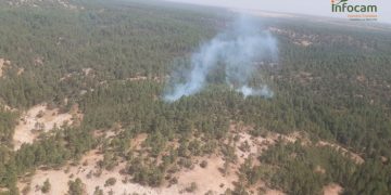 Cinco medios, tres de ellos aéreos, y 23 personas luchan contra el fuego en Armallones