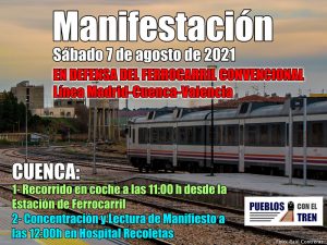 El Ayuntamiento de Huete se adhiere a la manifestación convocada por la Agrupación “Pueblos con el Tren” para este sábado 7 de agosto