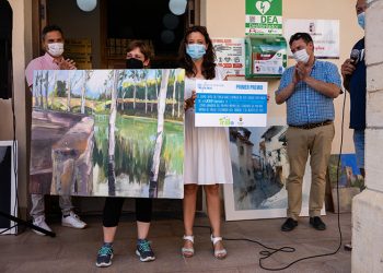 Una colorista visión del puente sobre el río Tajo, Primer Premio del XVIII Concurso de Pintura Rápida ‘Villa de Trillo’