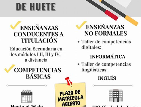 Abierto el plazo de inscripción para la Escuela de Adultos de Huete