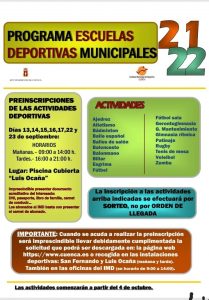 El lunes comienza el plazo para inscribirse en las Escuelas Deportivas Municipales de Cuenca