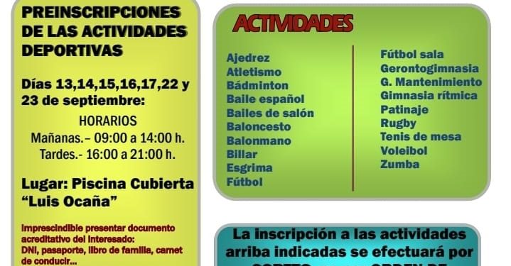 El lunes comienza el plazo para inscribirse en las Escuelas Deportivas Municipales de Cuenca 1 El lunes comienza el plazo para inscribirse en las Escuelas Deportivas Municipales de Cuenca