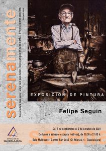 Exposición de pinturas de Felipe Seguín en la Multiusos de la Diputación de Guadalajara en homenaje a los mayores fallecidos por el coronavirus