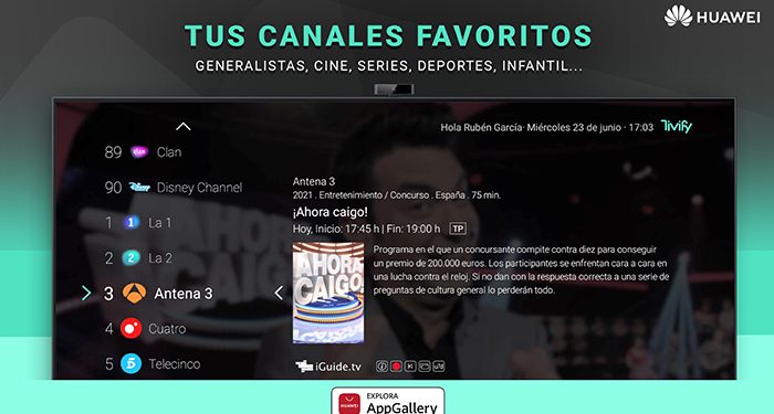 Los canales de TDT en alta calidad llegan a Huawei Vision S con la incorporación de Tivify a AppGallery