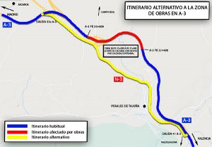 ¡Atención! A partir del lunes habrá itinerarios alternativos por obras en la A-3 sentido Valencia