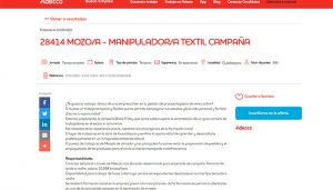 Adecco busca 500 mozosas manipuladores de textil sin experiencia en la provincia de Guadalajara