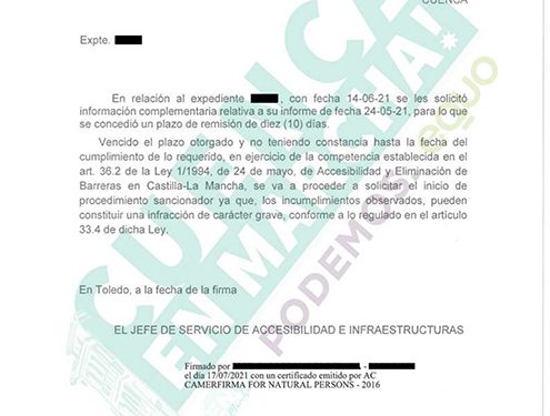 Cuenca en Marcha desvela que la Junta inició un procedimiento sancionador contra el Ayuntamiento por no cumplir la Ley de Accesibilidad