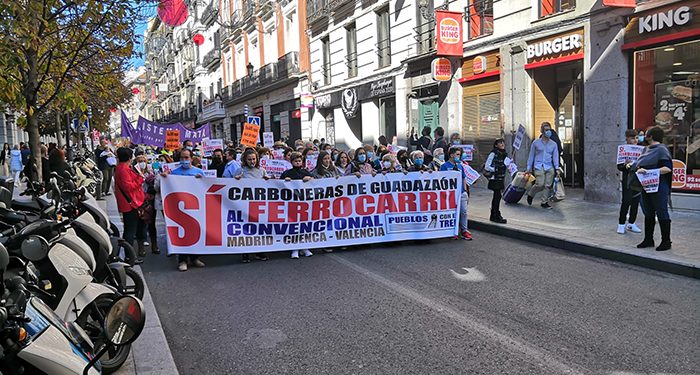 Cuenca muy presente en la manifestación en Madrid en defensa del tren convencional