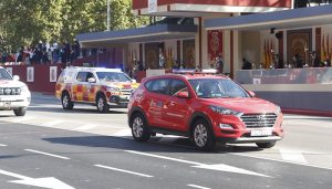 El 1-1-2 y Protección Civil representan a Castilla-La Mancha en el desfile con motivo de la Fiesta Nacional en Madrid