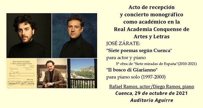 El compositor José Zárate será nuevo miembro de la RACAL el próximo viernes 29 de octubre
