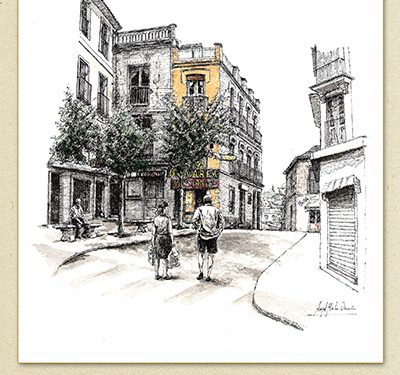 Exposición de dibujos de Guadalajara de Ángel Malo Ocaña en la Multiusos de la Diputación