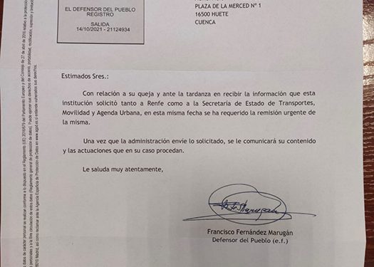 Los defensores del ferrocarril de Cuenca se preguntan si tienen algo que ocultar Renfe y el Ministerio de Transportes