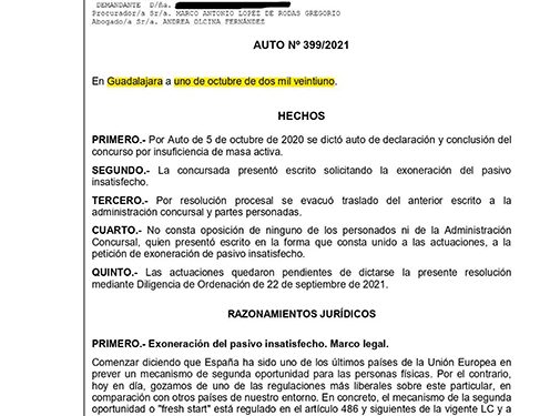 Un Juez suspende los embargos contra una vecina de Guadalajara y le perdona el pago de 270.822,72 euros 1 Un Juez suspende los embargos contra una vecina de Guadalajara y le perdona el pago de 270.822,72 euros