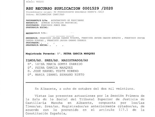 El TJSCM ordena al Ayuntamiento de Enguídanos pagar a cuatro trabajadoras el plus de antigüedad