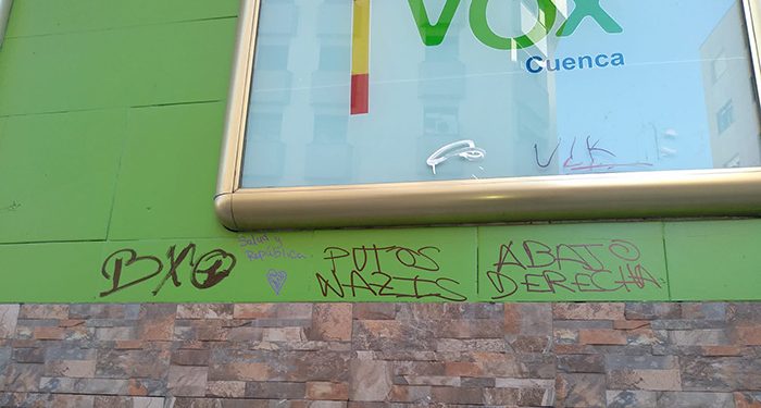 La sede de Vox en Cuenca sufre un ataque con pintadas e insultos 1 La sede de Vox en Cuenca sufre un ataque con pintadas e insultos