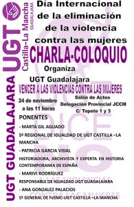 UGT Guadalajara abordará en una charla-coloquio la “violencia invisible” contra la mujer