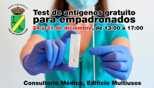 El Ayuntamiento de Pozo de Guadalajara realizará pruebas gratuitas de antígenos a todos los empadronados que vayan a cenar acompañados estas navidades