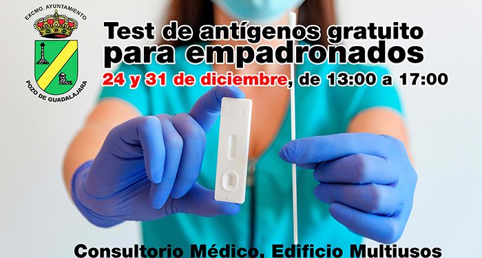 El Ayuntamiento de Pozo de Guadalajara realizará pruebas gratuitas de antígenos a todos los empadronados que vayan a cenar acompañados estas navidades