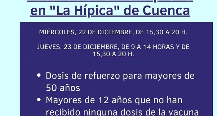 El área de Salud de Cuenca organiza una nueva vacunación sin cita previa en “La Hípica” para dosis de refuerzo a mayores de 50 años