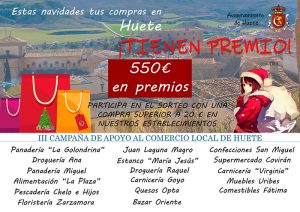 Huete organiza la III Campaña de apoyo al comercio local con un sorteo de 550 euros en premios