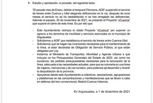 PP, PSOE e IU aprueban una moción en defensa del ferrocarril en Arguisuelas