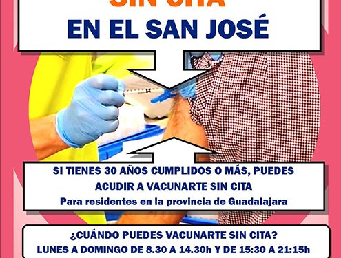 A partir de este lunes las personas de 30 años o más pendientes de recibir la dosis de refuerzo frente a la Covid-19 podrán vacunarse en el San José