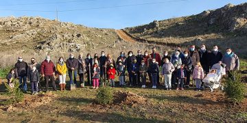 Medio centenar de sanclementinos plantan en el paraje de Rus los abetos entregados por el Ayuntamiento a los establecimientos de San Clemente