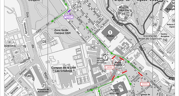 Corte de tráfico en el entorno de la Plaza de España de Guadalajara desde el próximo lunes