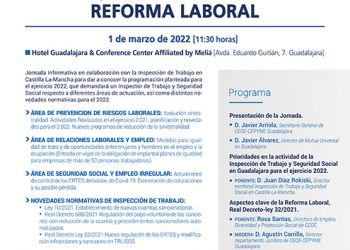 CEOE-Cepyme Guadalajara organiza una jornada sobre la programación de la inspección de trabajo para el año 2022