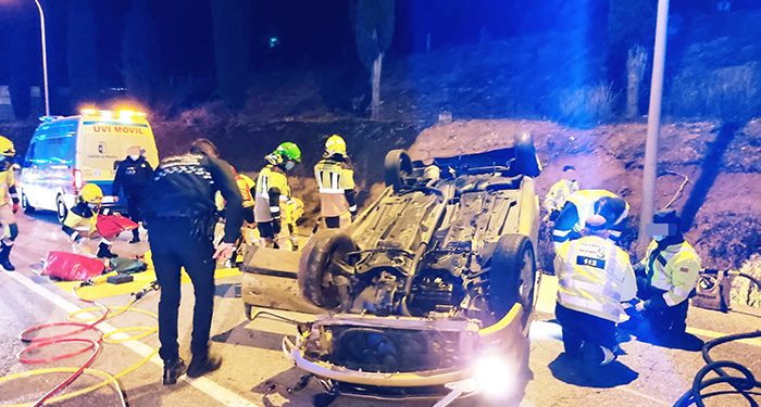 Espectacular accidente de tráfico en Guadalajara