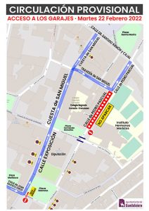 Restricciones de aparcamiento y cortes de tráfico desde el próximo martes en la calle Pedro Pascual por trabajos de reparación del adoquinado