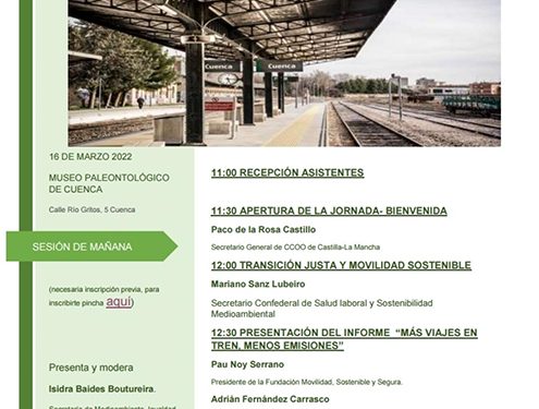 CCOO celebrará el próximo 16 de marzo el acto “A Cuenca en tren” jornada por una movilidad sostenible