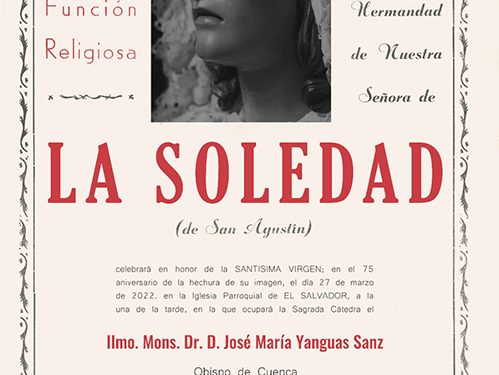 Este sábado, acto extraordinario de veneración a Ntra. Sra. de la Soledad de San Agustín y El Encuentro de Jesús con su Madre