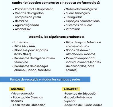 La UCLM organiza una campaña de recogida de material sanitario, medicamentos y otros productos con destino a Ucrania 1 La UCLM organiza una campaña de recogida de material sanitario, medicamentos y otros productos con destino a Ucrania