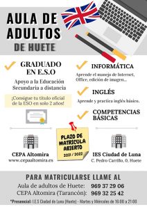 Huete abre el plazo de admisión para el Aula de Adultos