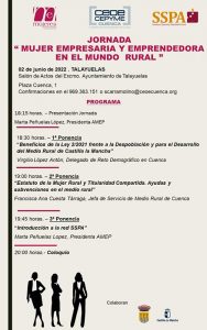 La jornada ‘Mujer empresaria y emprendedora en el mundo rural’ llega a Talayuelas esta semana