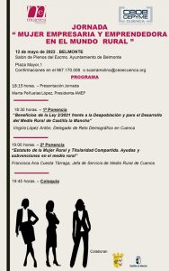 La jornada ‘Mujer empresaria y emprendedora en el mundo rural’ visita Belmonte este jueves