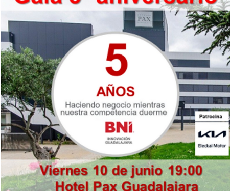 BNI Innovación Guadalajara celebra su quinto aniversario, el viernes 10 de junio en el Hotel Pax