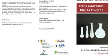 El Colegio Oficial de Farmacéuticos de Cuenca organiza, junto a la UIMP, el curso «Retos sanitarios tras la Covid-19»