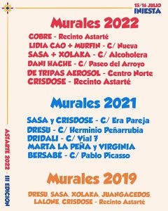 La tercera edición del festival de arte urbano Astarté de Iniesta contará con 9 muralistas y un escultor