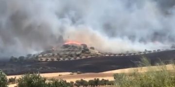 Siete medios terrestres y 31 efectivos tratan de controlar un incendio en Chiloeches