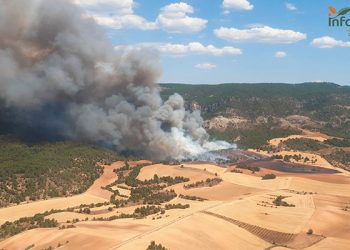Incendio en Cañamares pasa a nivel 1 por posible afección a bienes de naturaleza no forestal y corte de carretera