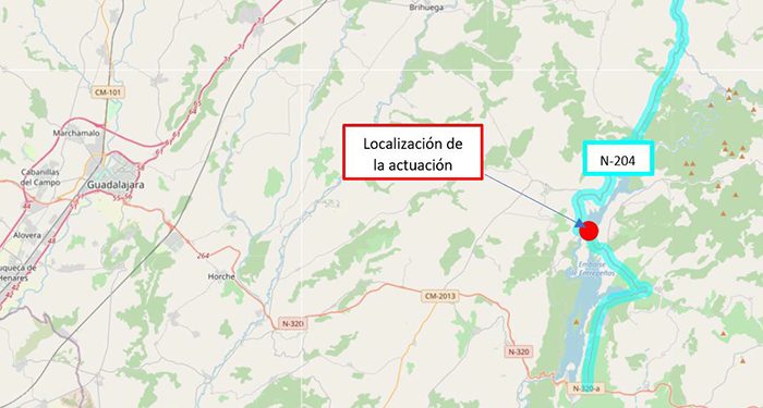Afecciones al tráfico en la N-204 por obras de reparación del puente sobre el embalse de Entrepeñas y sus tramos de acceso 1 Afecciones al tráfico en la N-204 por obras de reparación del puente sobre el embalse de Entrepeñas y sus tramos de acceso