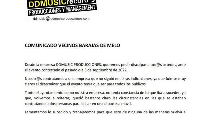 El Ayuntamiento de Barajas de Melo rechaza con contudencia el espectáculo exhibicionista No era lo pensado cuando se contrató
